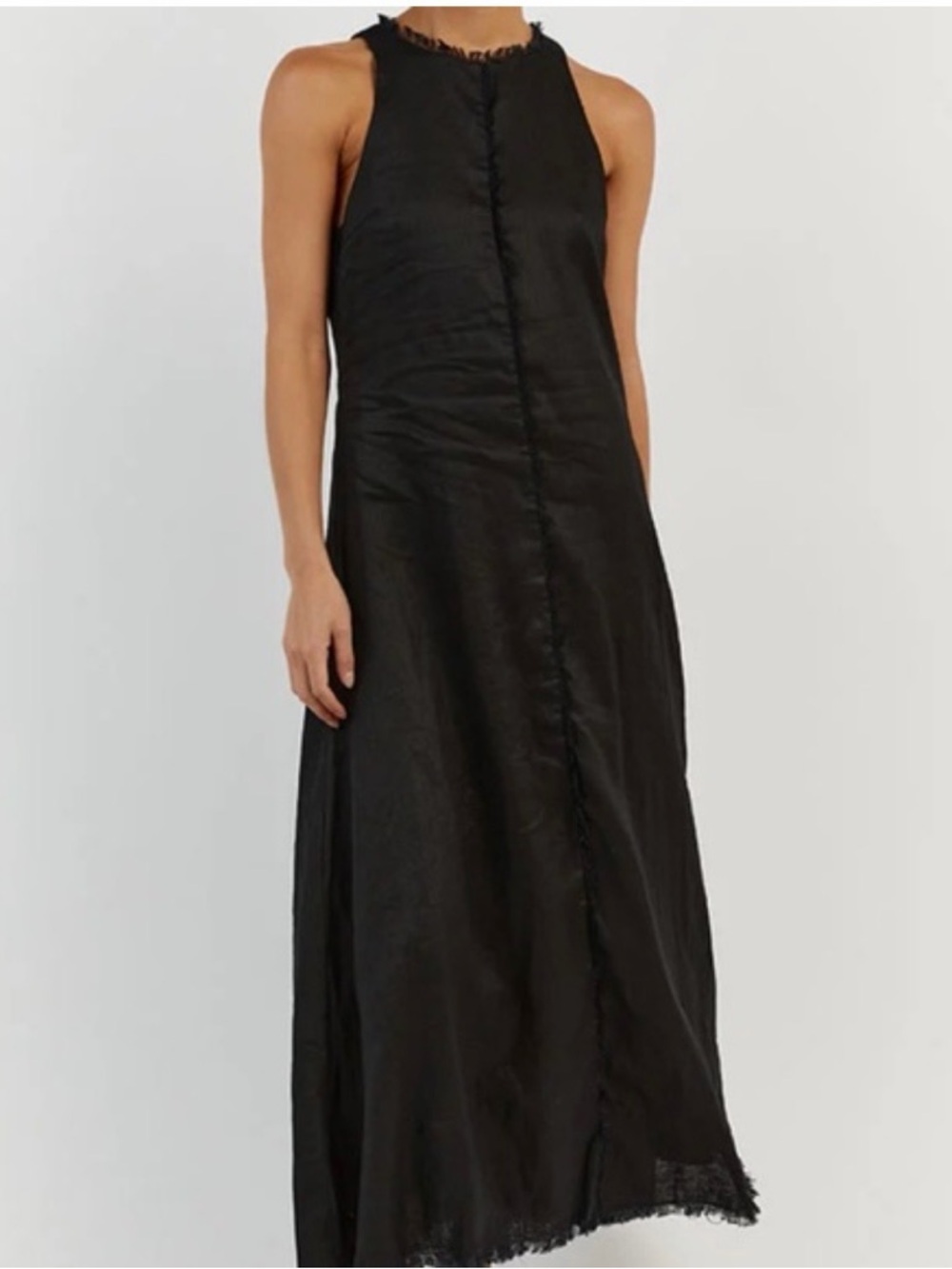 DISSH GEORGIE BLACK LINEN HIGH NECK DRESS Size 10